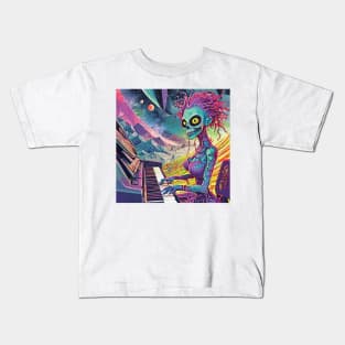 Alien Woman Playing the Piano Kids T-Shirt